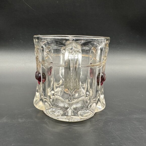 Antique Spooner Northwood EAPG Cherry and Cable Open Sugar Bowl Glass Double Han - Picture 2 of 13